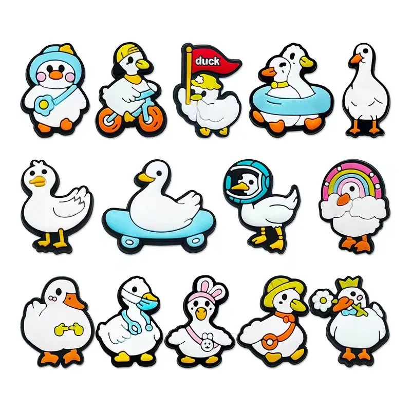 14Pcs Cute Animals Funny Duck Shoe Charms for Women Girls Cosplay Duck Clog Shoes Decorations Accessories for Kids Boy Gif