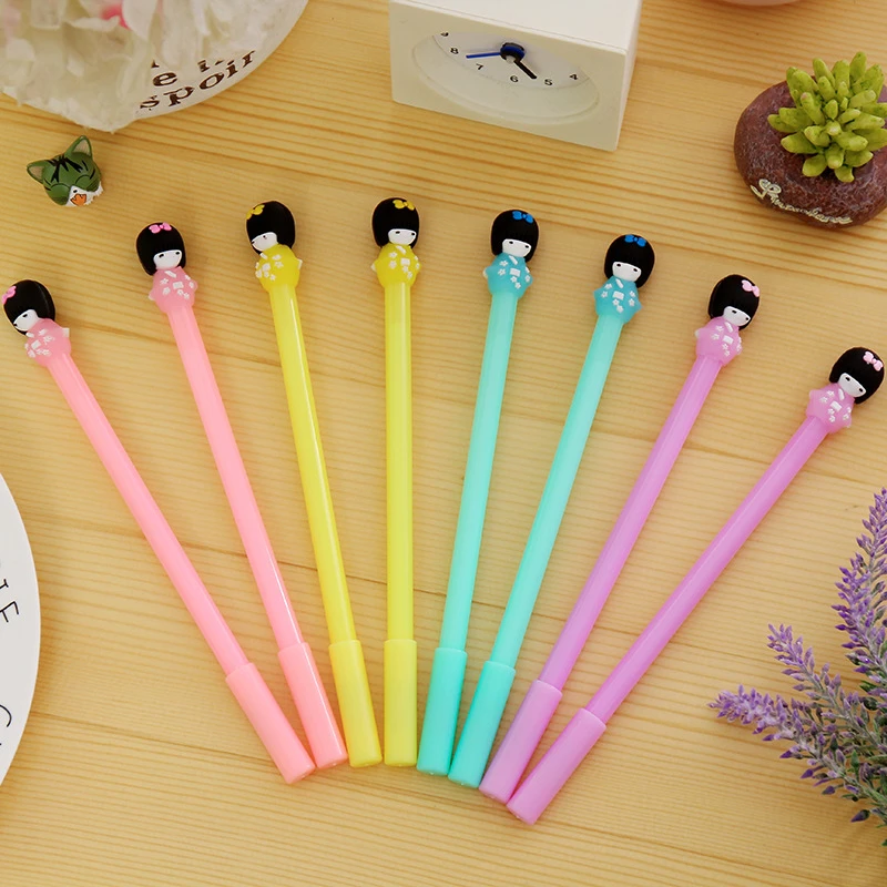 

DL South Korea creative stationery jelly color kimono girl pen stationery pen black office supplies and student supplies stati