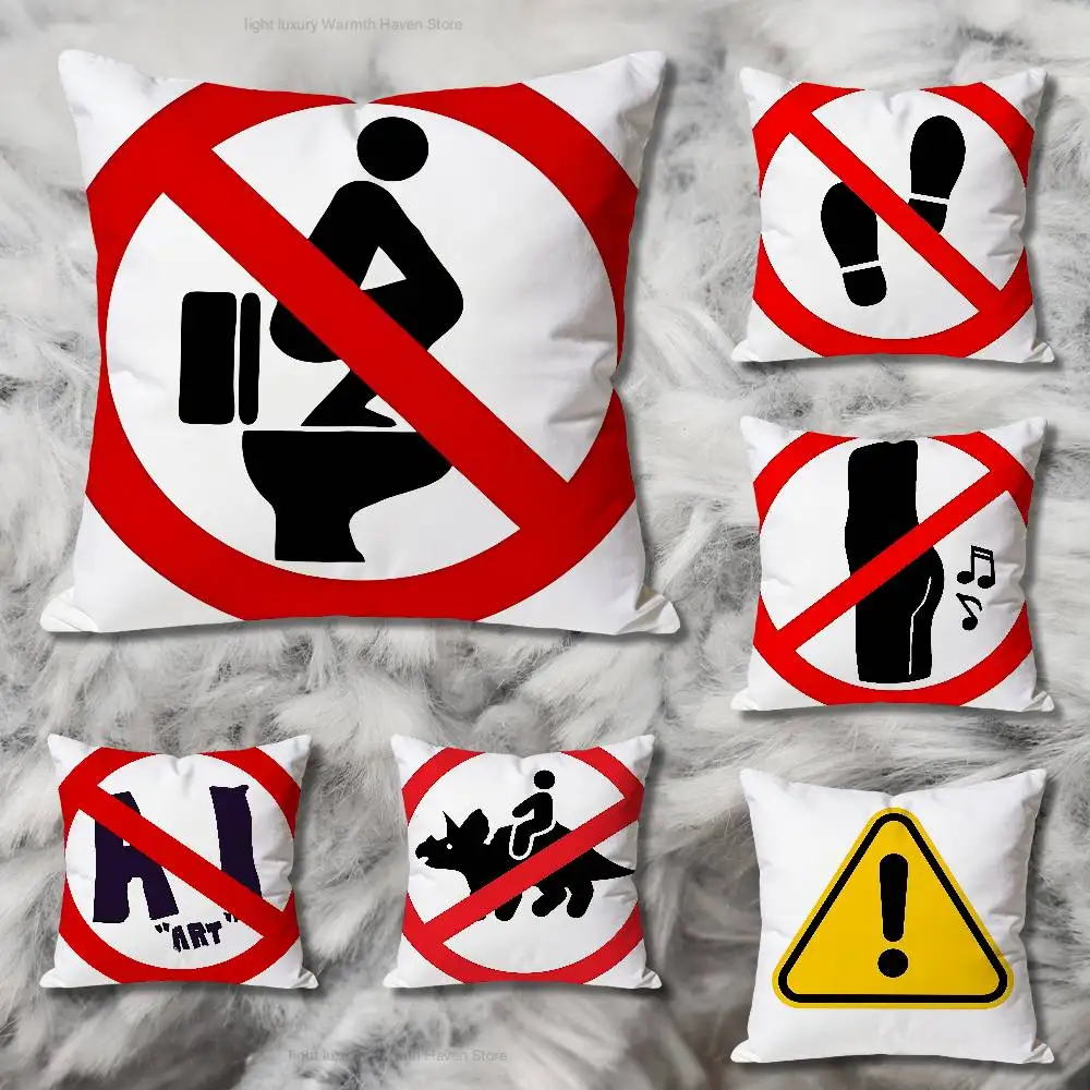 Warning Icon Danger Banning Pillow Cases for Bedroom Living Room Sofa Home Decor Polyester Cushion Cover with Zipper
