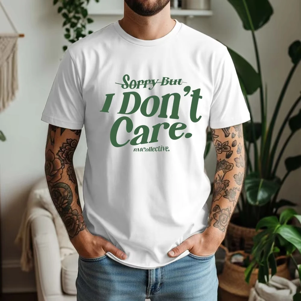 Nueva Camiseta de Verano para Hombre 100% Algodón, con la Frase 'Lo Siento, Pero No Me Importa', Tipografía Minimalista, Casual, Transpirable, de Manga Corta
