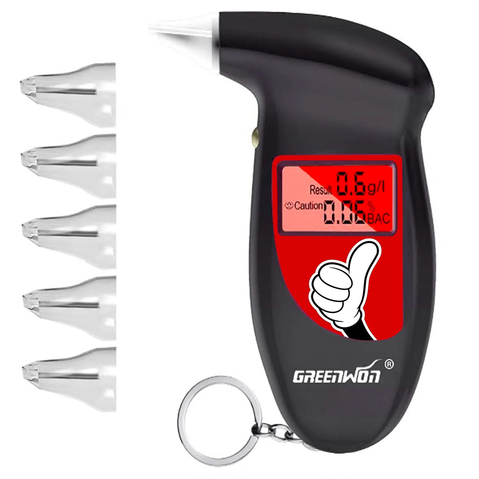 GREENWON Breathalyzer Clean Up Inventory Keychain Digital Alcohol Tester Detector Audible Alert Portable with LCD Display 68S-GD