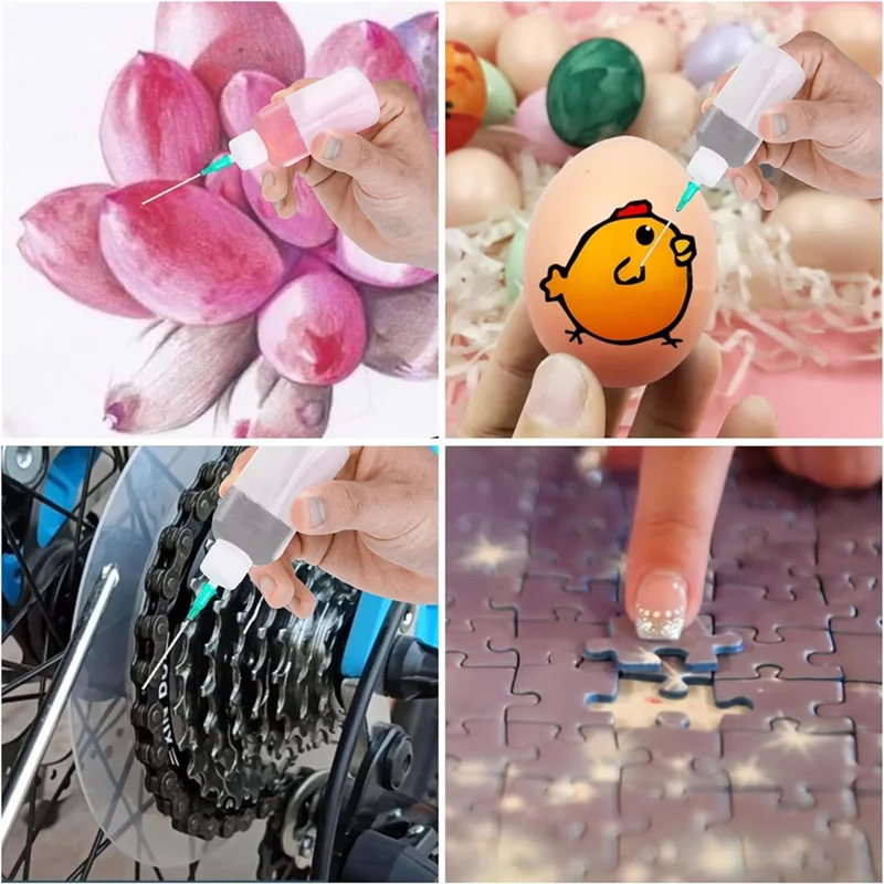 Bottiglia per applicatore con punta di precisione ABUD, ago e tappo con punta smussata, bottiglia da spremere con punta dell'ago 18G 20G 25G, bottiglia con contagocce per olio