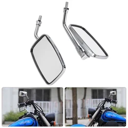 Chrome Universal Rectangle Motorcycle Rearview Mirrors 10mm Bolt Thread Motorbike Mirrors For Honda Motorbike Scooter E-Bike
