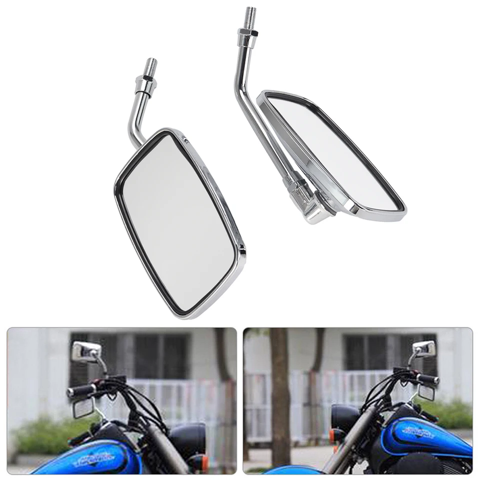Par De Espejos Rectangulares Para Moto – Universales 10mm, Honda V65 Magna Y Más (Negro, GOODFITMENT)