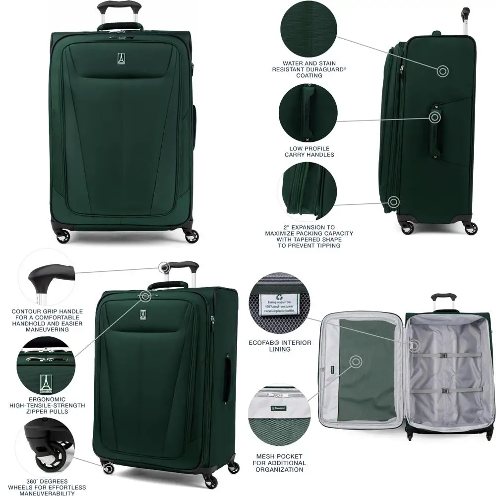 

Легкий расширяемый мягкий чемодан с 4 спиннерными колесами, чемодан унисекс, лесной зеленый цвет, клетчатый дизайн