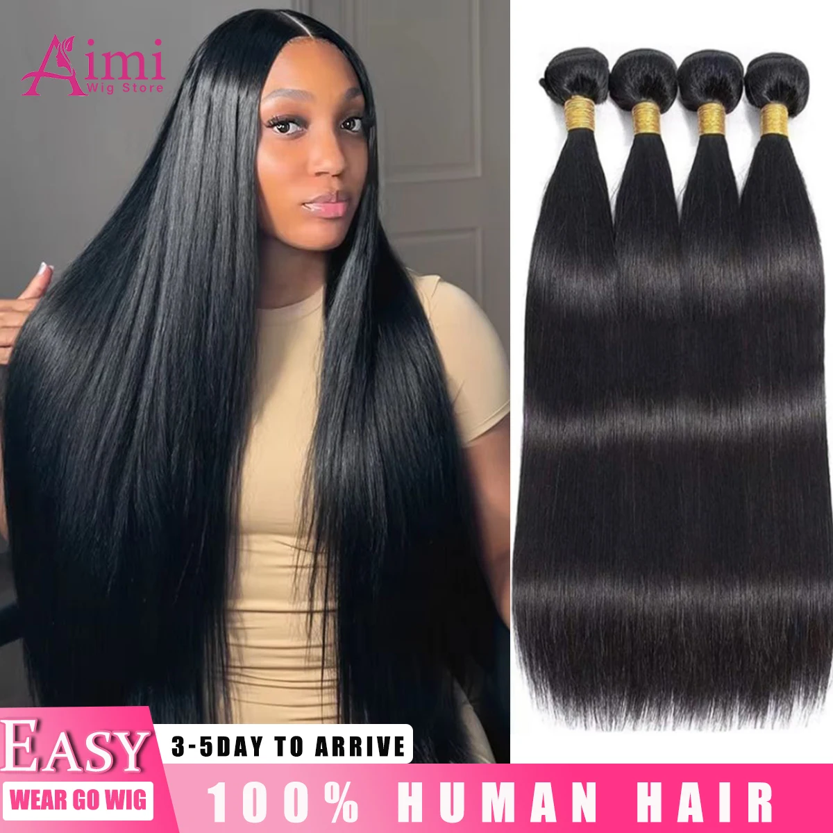 16a osso em linha reta tecer cabelo humano pacotes 32 Polegada brasileiro natural cor preta 100% extensão do cabelo humano 4/5 pçs pacotes de trama