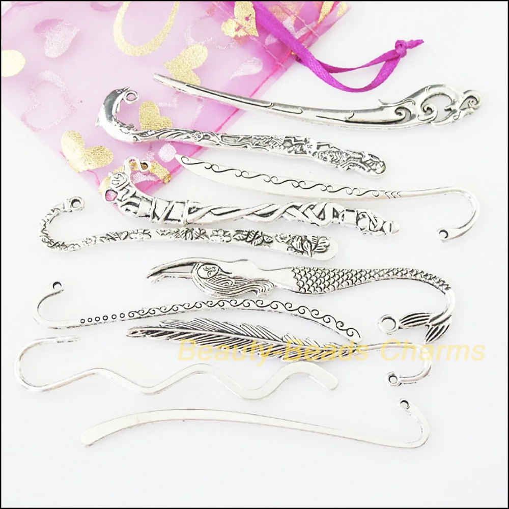 10Pcs Tibetan Silver Color DIY/ Bookmarks Mixed Charms Connectors