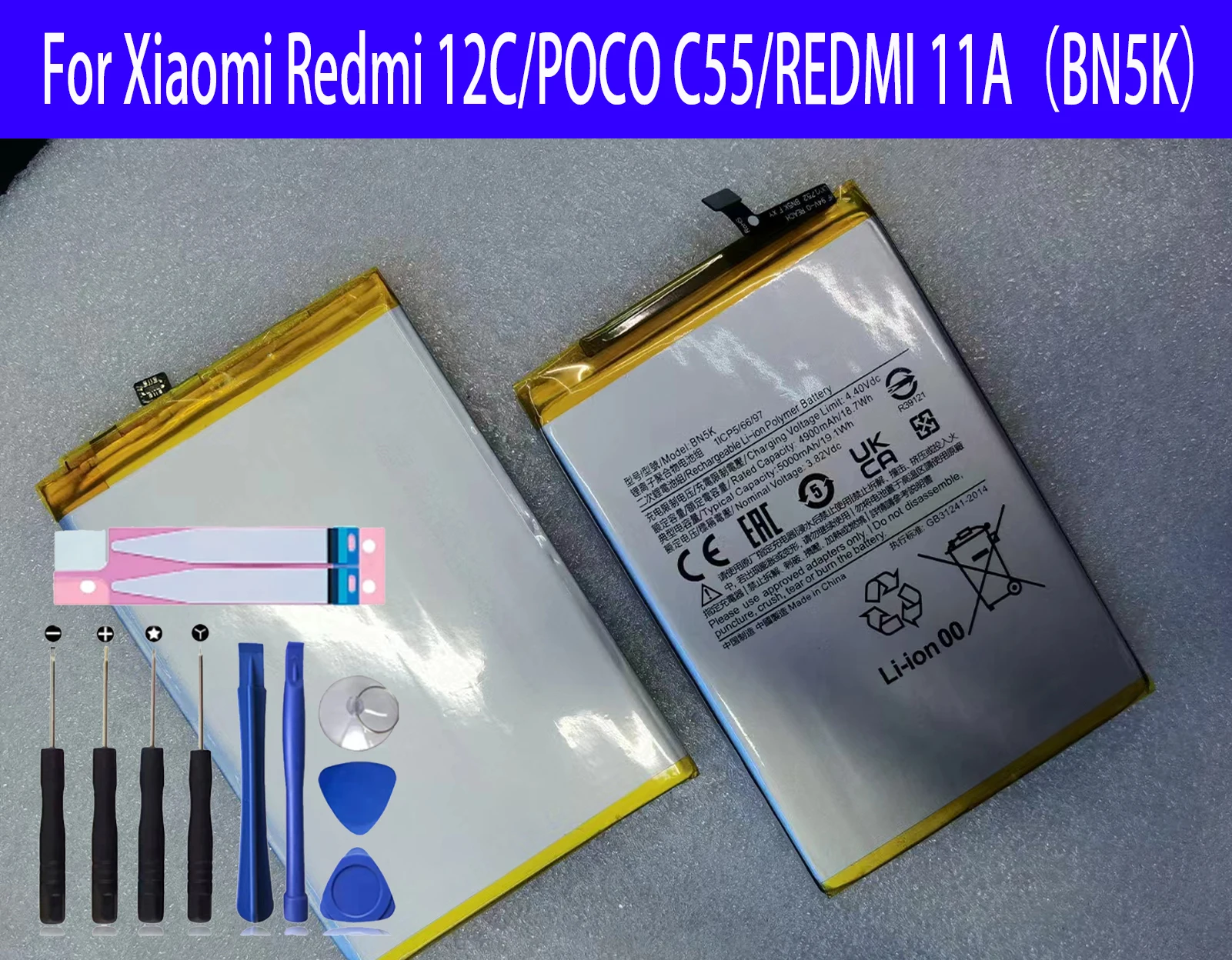 

100% Original New Replacement Battery BN5K For Xiaomi Redmi 12C/POCO C55/REDMI 11A Phone Battery+Tools