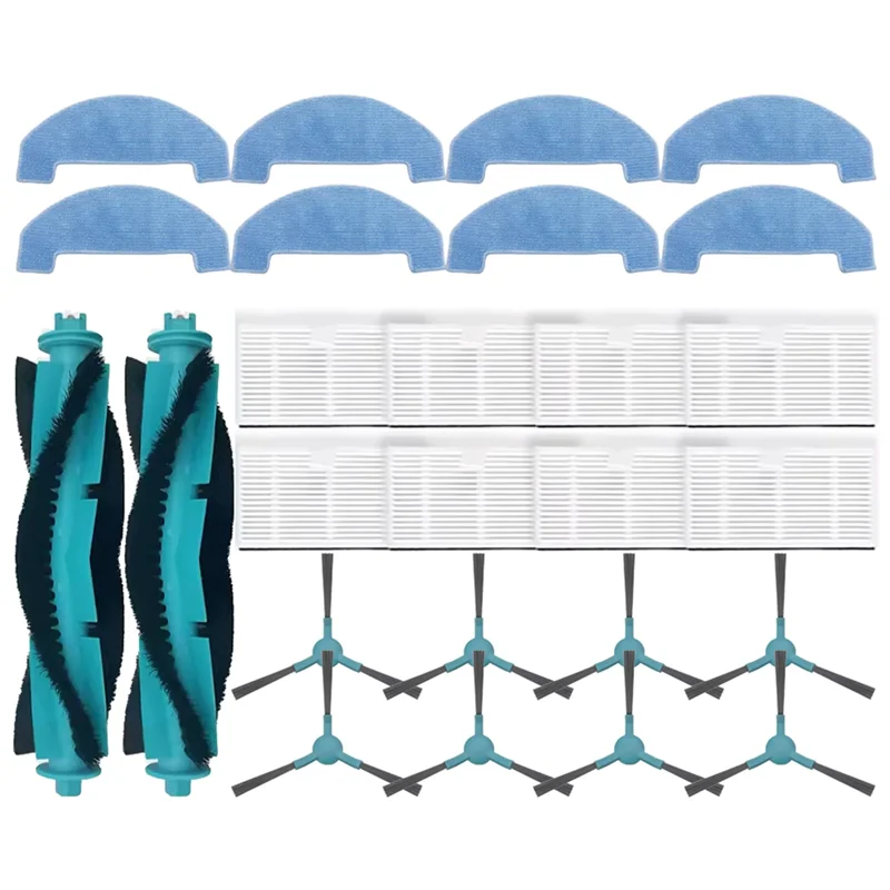 A74G-For Cecotec Conga 7690 Immortal Max قطع غيار المكنسة الكهربائية-26 قطعة فرشاة رئيسية، فرشاة جانبية، فلتر HEPA وقماش ممسحة