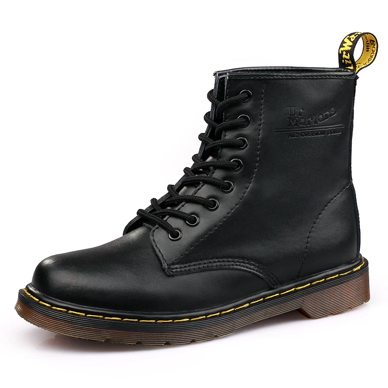 Martens men's high-top elevating wear resistant leather casual non-slip plus size boots Waterproof breathable women's shoes