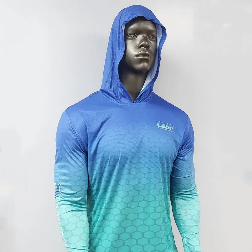 

2023 Men's Fishing Hoodie UPF 50+ UV Resistant Running Fishing Wear Long Sleeve Jersey Breathable Team Customized Fish Shirt