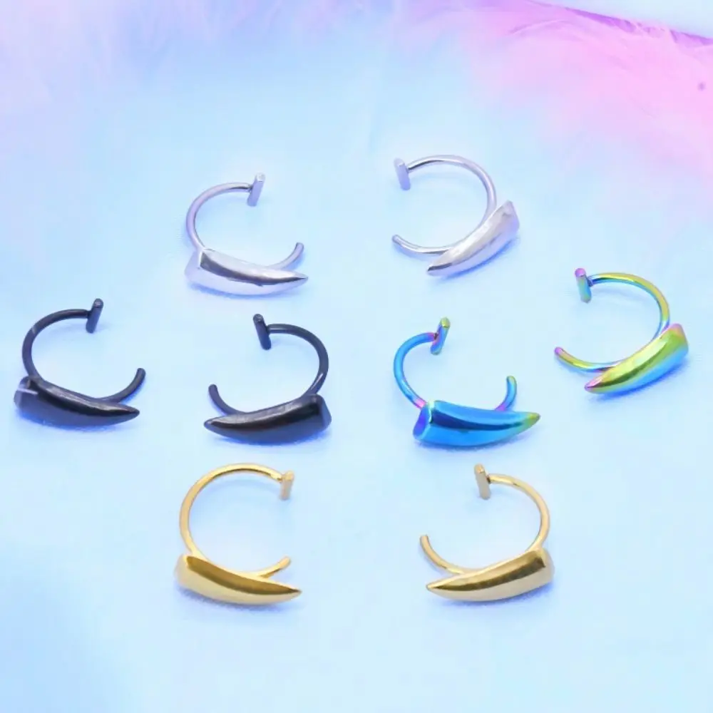 Vampire Fang Shape Fake Lip Ring Stainless Steel Non-Piercing Fake Labret Piercing Lip Stud Punk Non Piercing Jewelry