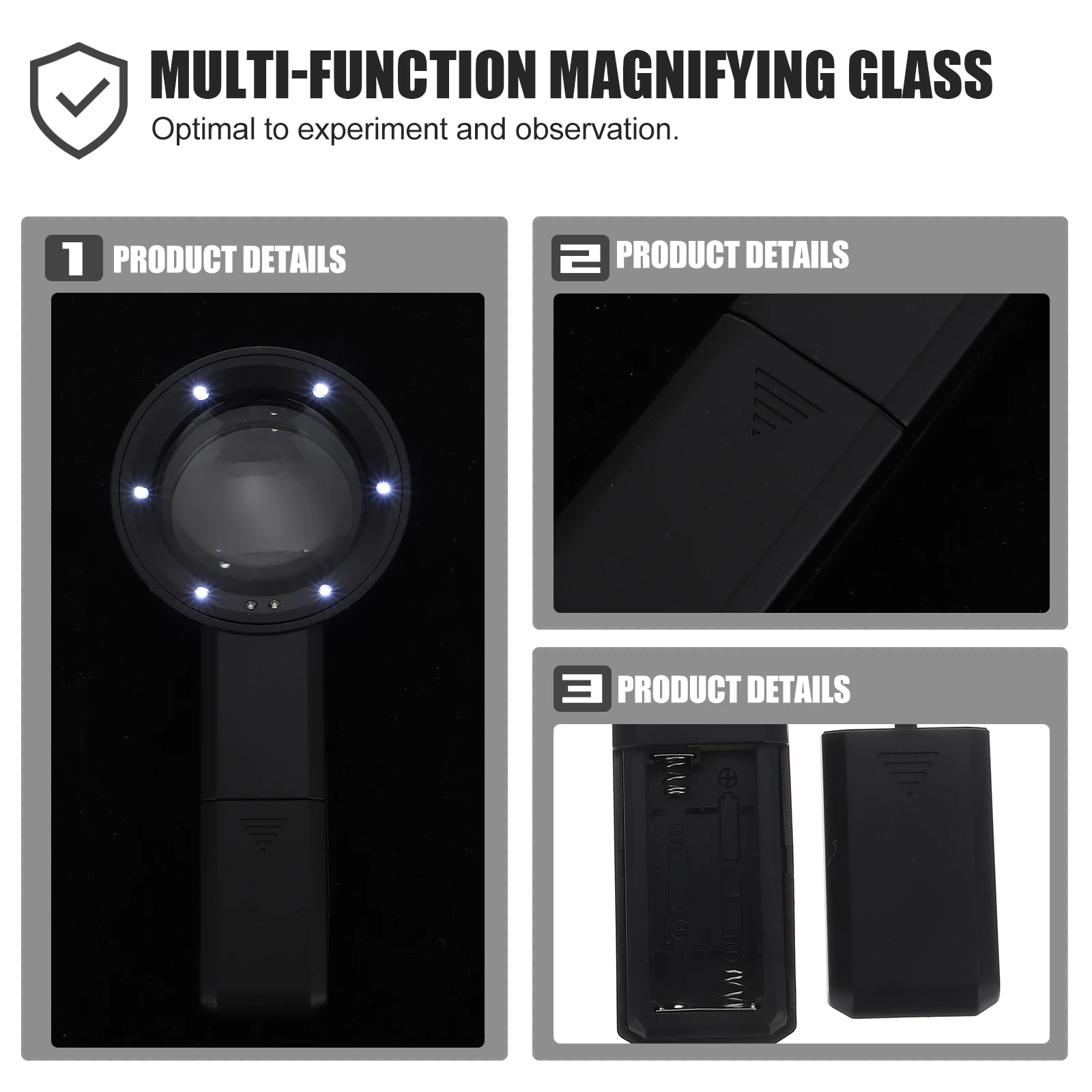 

8pcs Handheld Reading Magnifier Led Magnifying Glass For Seniors Multipurpose Lighted Glass Currency Detect Tool Instrument