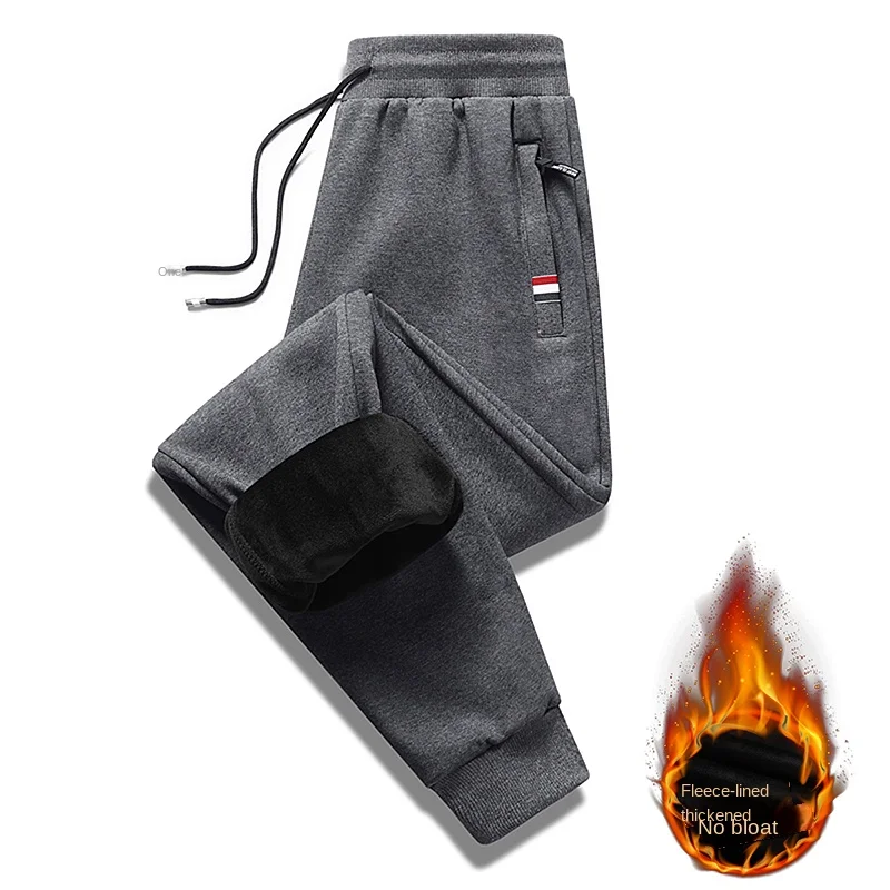 Moletom de algodão de lã quente masculino, calças de jogging grossas soltas, moda casual, plus size, inverno, 2022