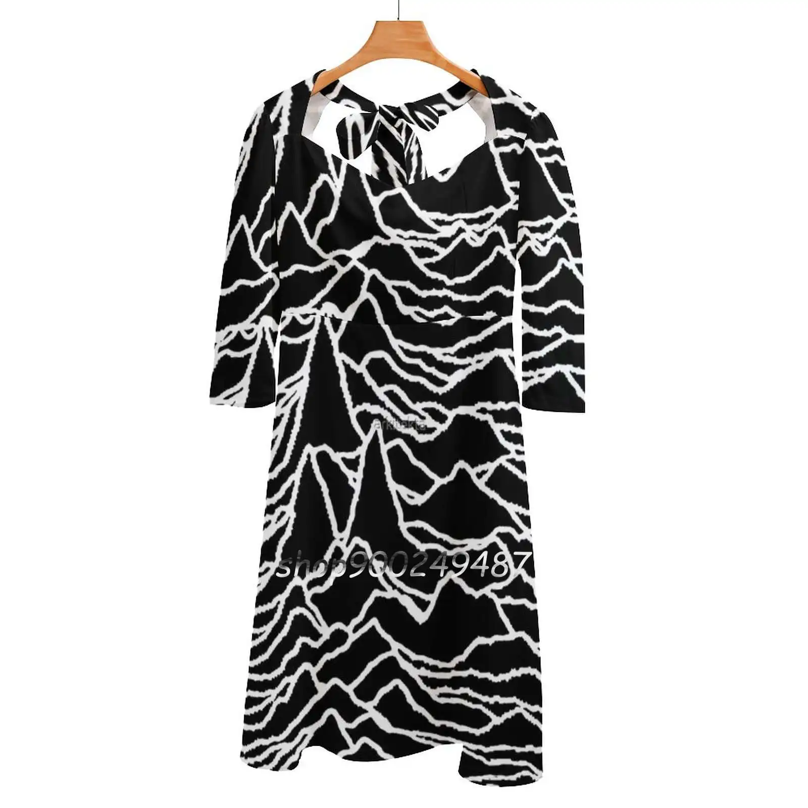 

Unknown Pleasures Square Neck Dress Cute Loose Print Dresses Elegant Beach Party Dress Unknown Pleasures Music Disk Album Cover