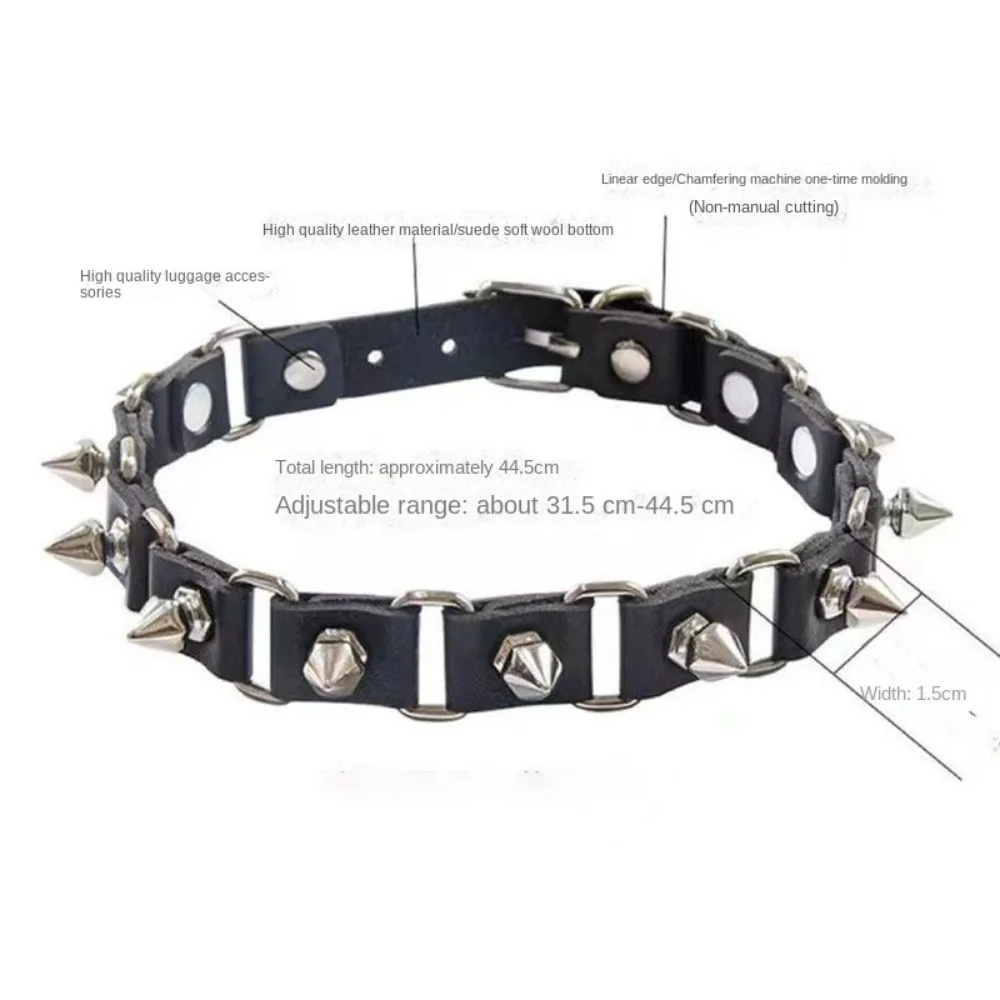 สร้อยคอหนัง PU ตอกหมุดโลหะแฟชั่นสร้อยคอพังค์เครื่องประดับคอ