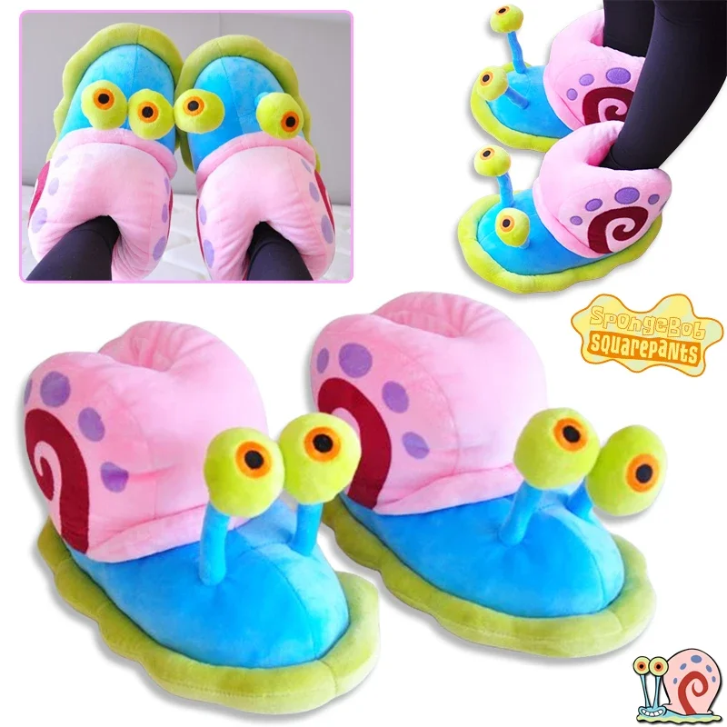 SpongeBob pantofole inverno donna divertente carino peluche scarpe lumaca cartone animato casa Indoor caldo coppia ragazze Creative scarpe di cotone