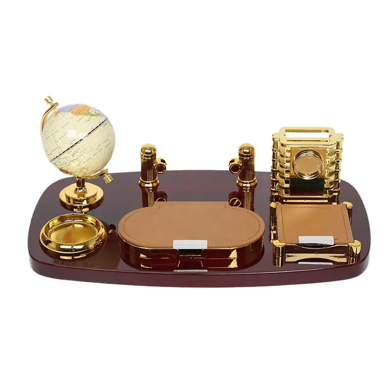Practical desktop, ornament high-end table, desk pen holder with crystal ball, sticky note desk calendar holder