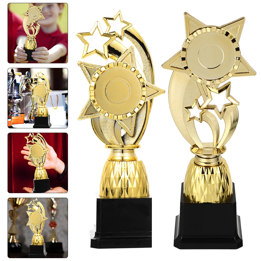 2 Pcs Pentagram Trophy Competition Party Celebration Winner Award Gold Decor Children Cup Model Aldult Kindergarten