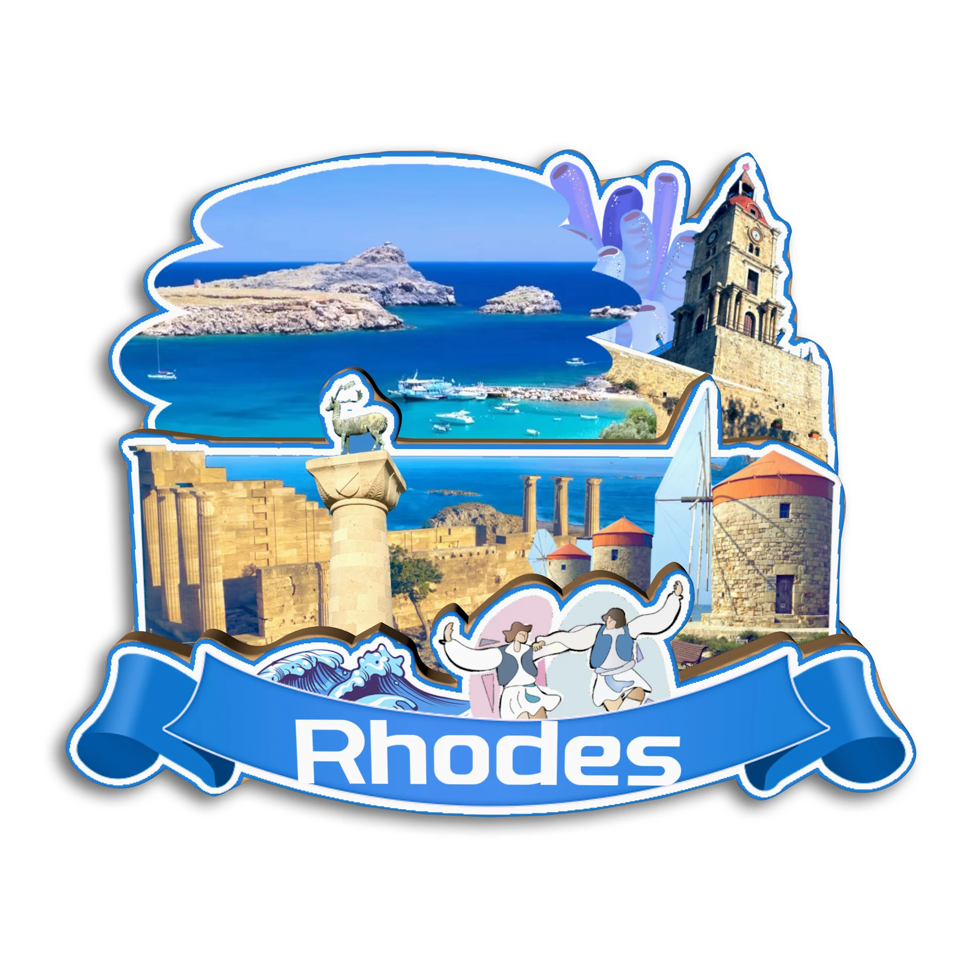 Mykonos Rhodes Halkidiki Crete GREECE مغناطيس الثلاجة هدية تذكارية للسفر Handmarde