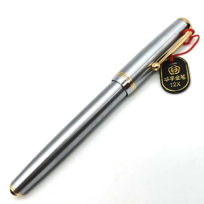 Hero 12K Gold Fountain Pen No.5 Tip Soft Elastic Smooth Spiral Pen Cap Stainless Steel Metal Rod Calligraphy Collection Ink Pens