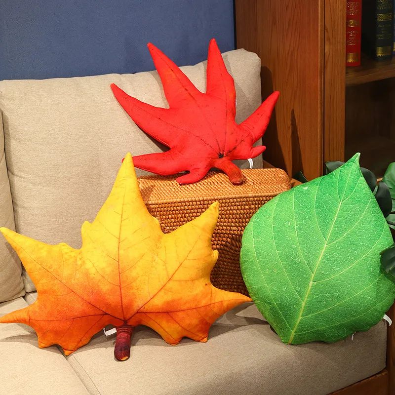 Imitation Leaf Plush Pillow Cartoon Artificial Soft Stuffed Back Chair Cushion Funny Car Sofa Home Decoration Pillow
