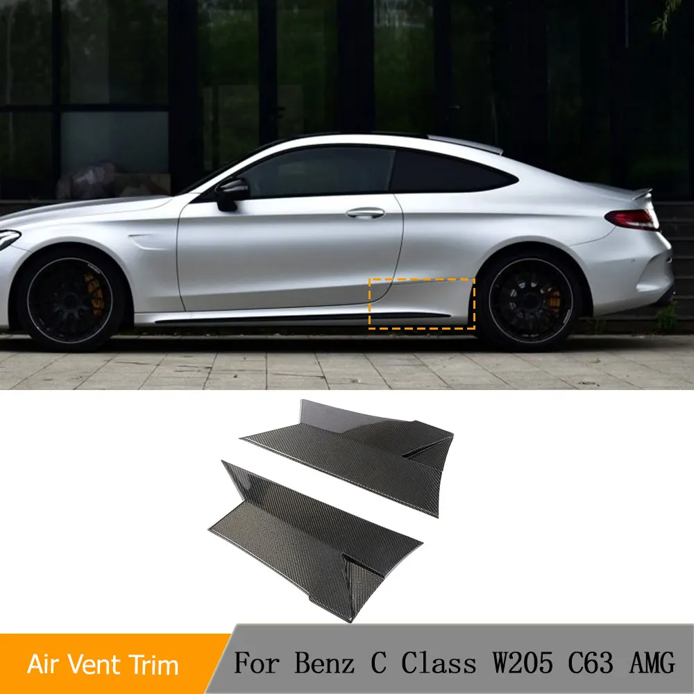 Car Side Skirts Splitters Cover For Mercedes-Benz C Class W205 C63 AMG 2 Door 2015-2017 Carbon Fiber Rear Side Air Vents Covers