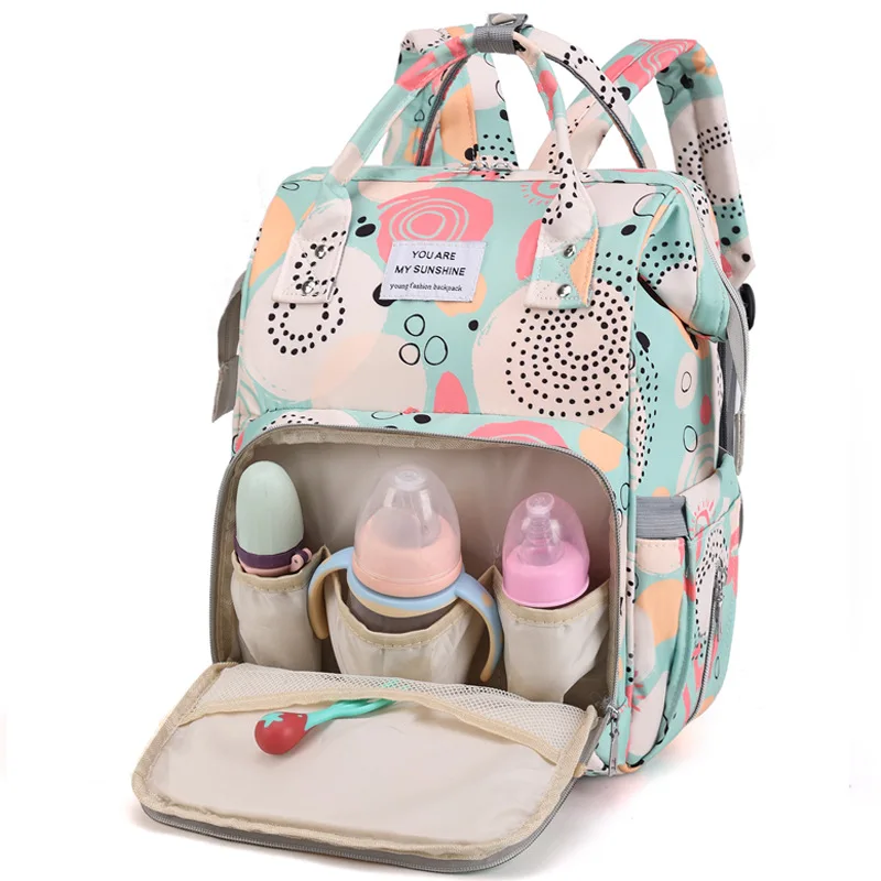 Mommy Bag Wholesale Outdoor Multifunctional Mother and Child Bag USB Charging Port Nylon Printing Fashion Portable Mom Bag