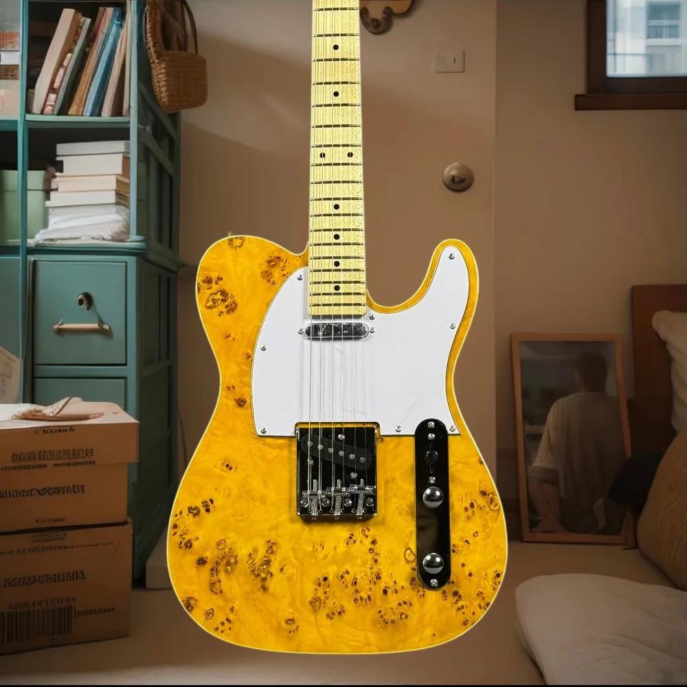 Yellow TLE Electric Guitar Maple Fingerboard White Pickguard 6 String Rock Jazz Free Shipping Best Sellers