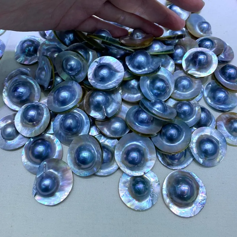 1piece sea  MABE Pearl  blue 20-30mm loose beads nature wholesale  no hole pendant  FPPJ