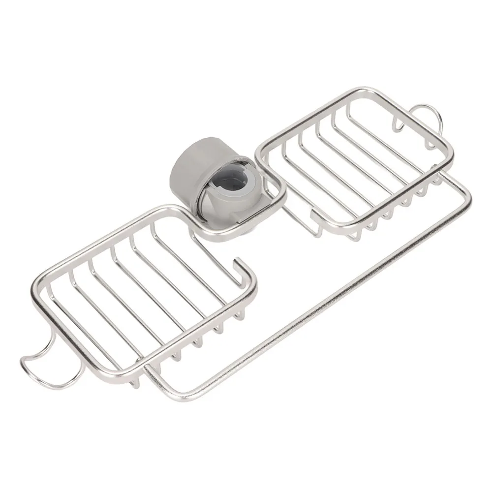 Aluminum Plastic Sink Shelf Silver Black Gold Adjustable Drainer Shelf Basket with Towel Rod Easy Installation