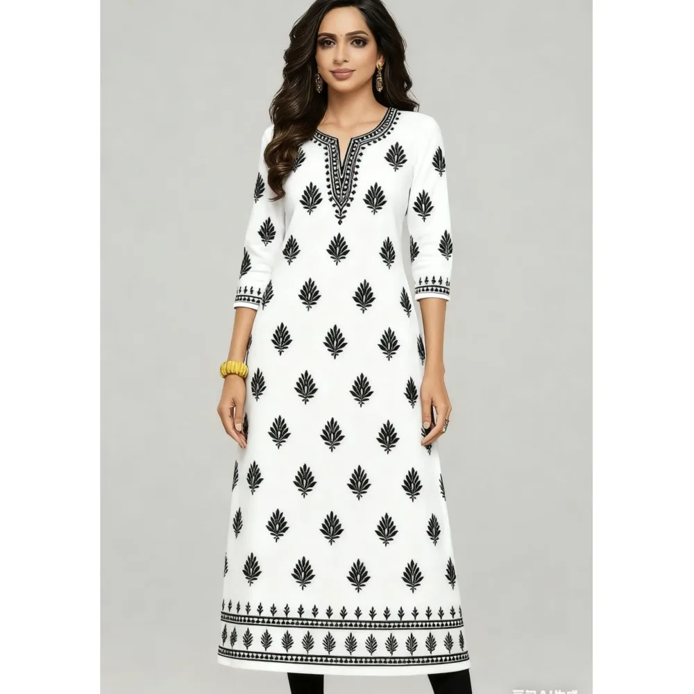 Muslim Black Dress Kurt Women's Fashionable Long Sleeved Straight Tube Casual Round Neck Elephant Pattern Islamic Women Clothing
