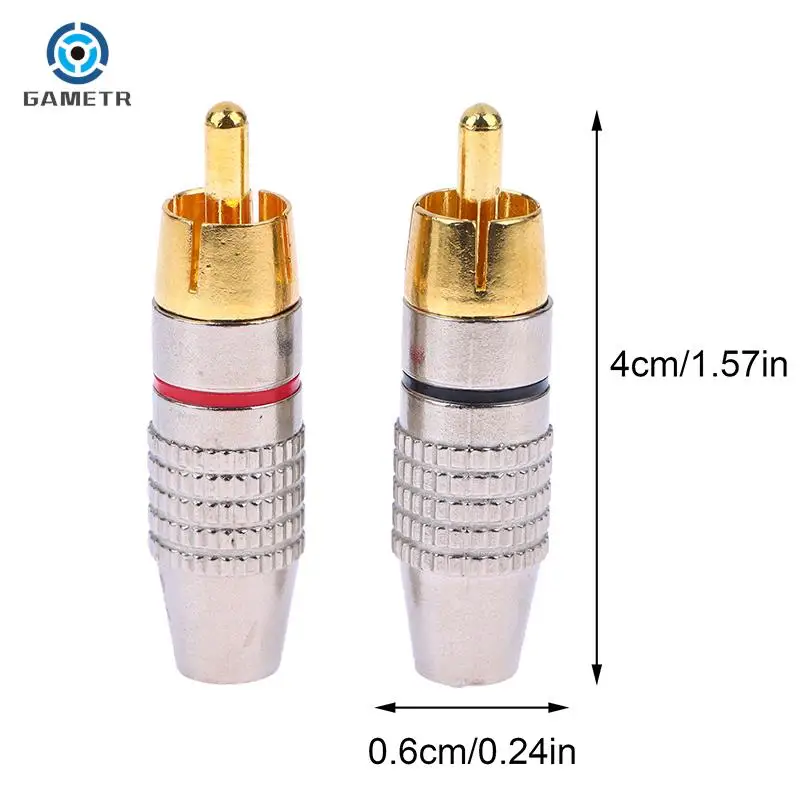 2Pcs RCA Male Connector Non Solder Plug Adapter For Audio Cable Plug Video CCTV Camera Solder-Free Adapter Cable Converter