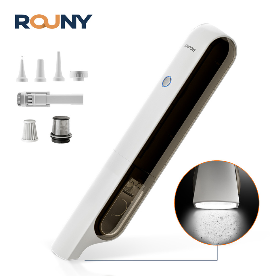  Handheld Cordless Vacuum Cleaner with LED and 2 Gears, Multifunctional Portable Vacuum Cleaner with Powerful Blow Nozzle, White 