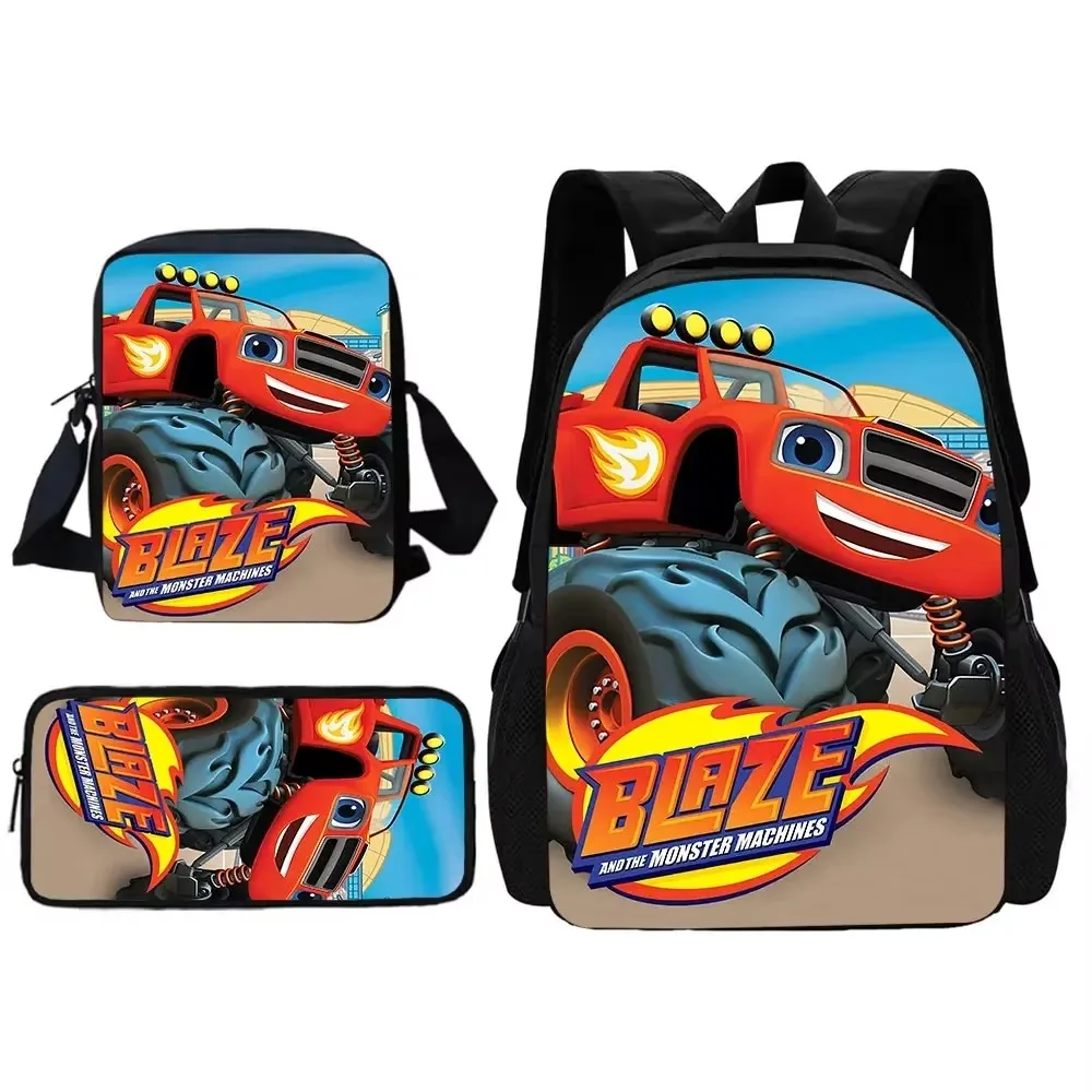 Blaze and the Monster Machines Child School Backpack With Shoulder Bag Pencil Bags School Bags for Boys Girls Best Gift