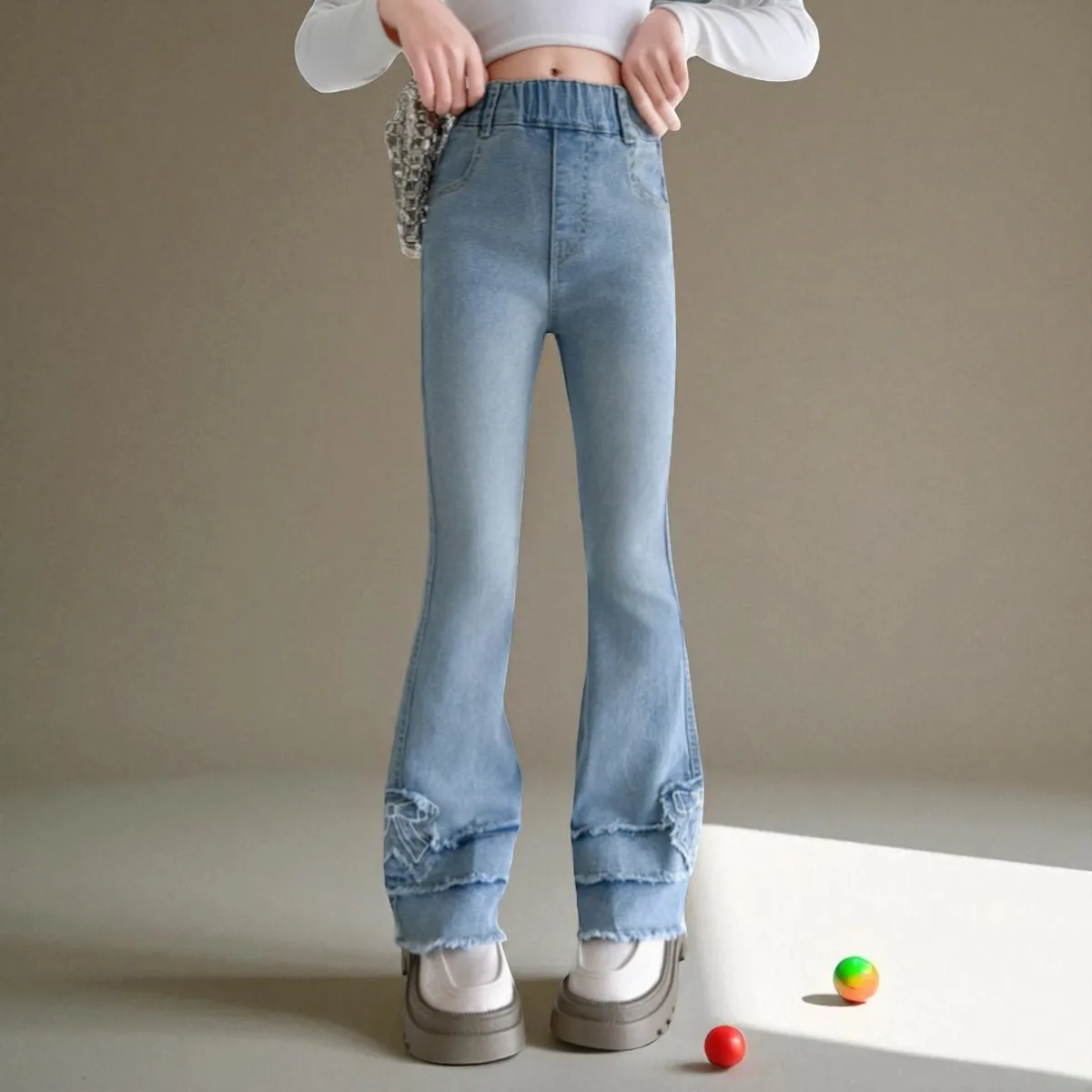 

Kids Outfits Flare Jeans for Girls Denim Pants Bell Bottom School Teens Trousers Streetwear Children Clothes 5 7 8 9 12 13 Years