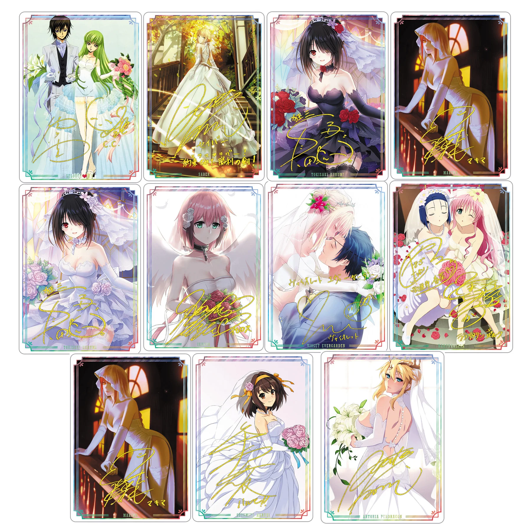 11 Styles Diy Self Made Goddess Story Violet Evergarden Collection Card Color Flash Signature Card Saber Anime Cards Gift Toys