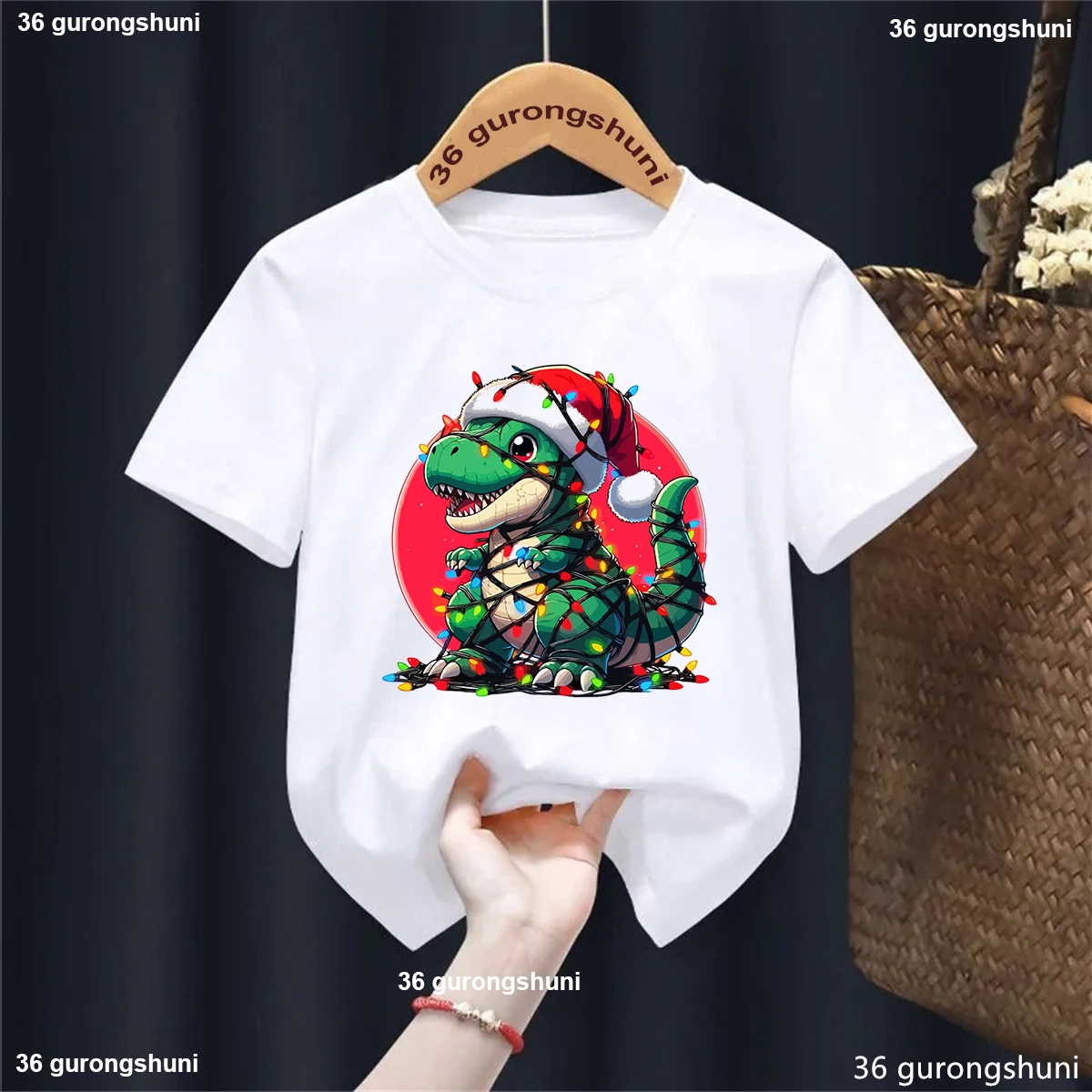 

Christmas Gift Kids Clothes Jurassic Dinosaurs Printed T Shirt Girls/Boys Harajuku Kawaii Children'S Clothing Solid T-Shirt