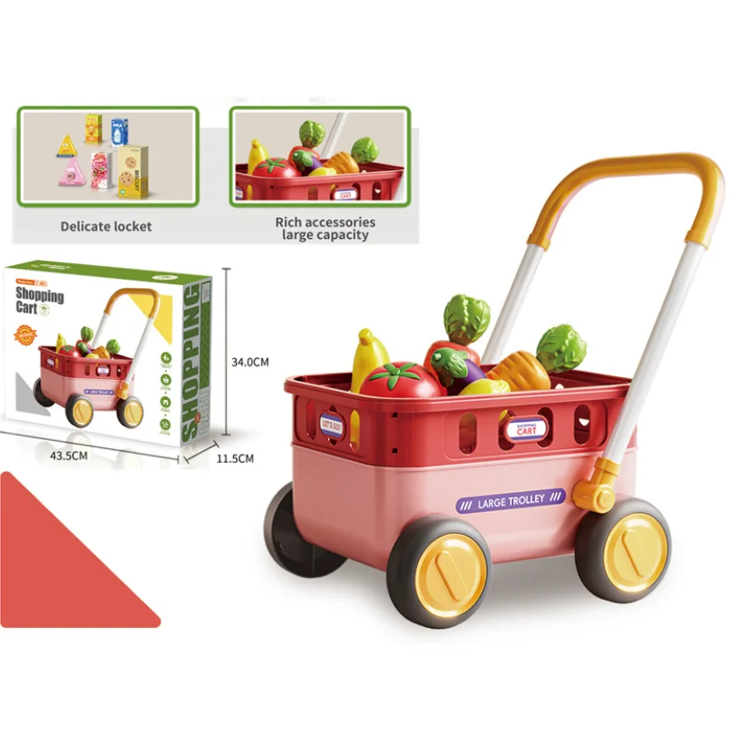 시뮬레이션 금전 등록기 슈퍼마켓 과일 쇼핑 야채 카트 놀이 집 세트 어린이 장난감 소녀 주방 어린이 날 선물
