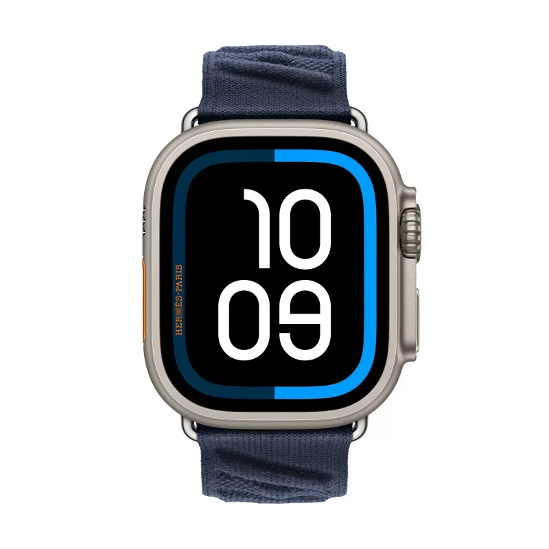 Apple Watch 용 스트랩 울트라 스포티 밴드 Blue Nuit 바다 파도 패턴 iWatch 용 폴리 아미드 맞춤형 버클 손목 밴드