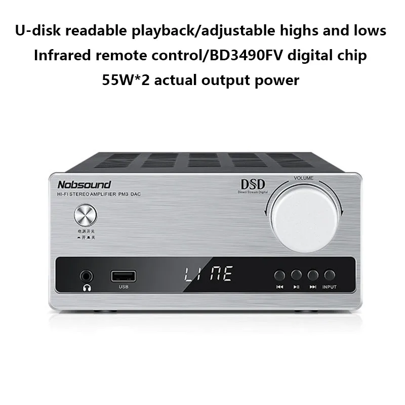 

Multifunctional Power Amplifier Bluetooth 5.0 ES9018K2M DSD Decoder Audiophile Amplifier USB 24bit 192KHz Lossless Output