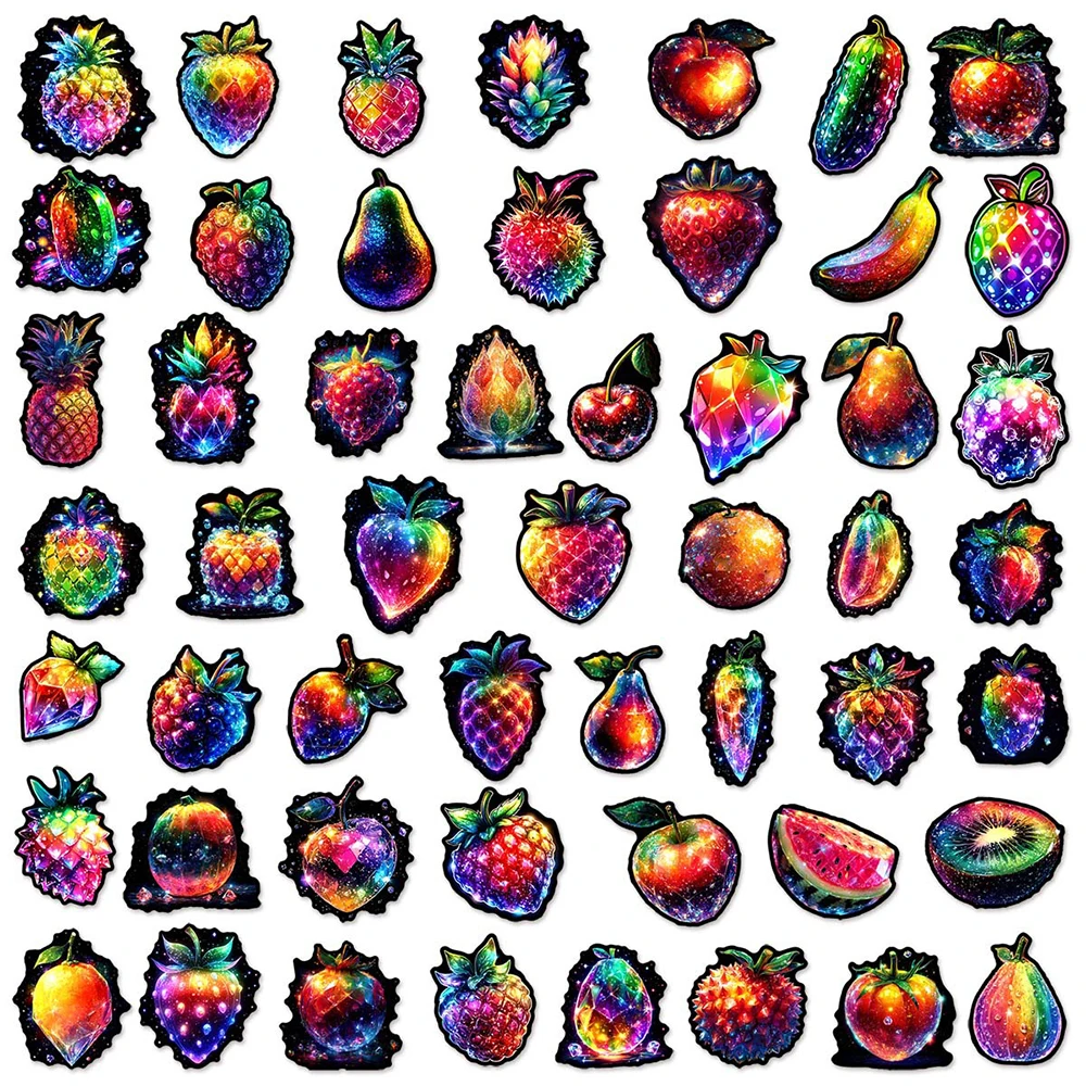 10/30/50pcs Creative Colorful Crystal Fruits Stickers Kawaii Cartoon Decals DIY Luggage Fridge Phone Graffiti Sticker Wholesale