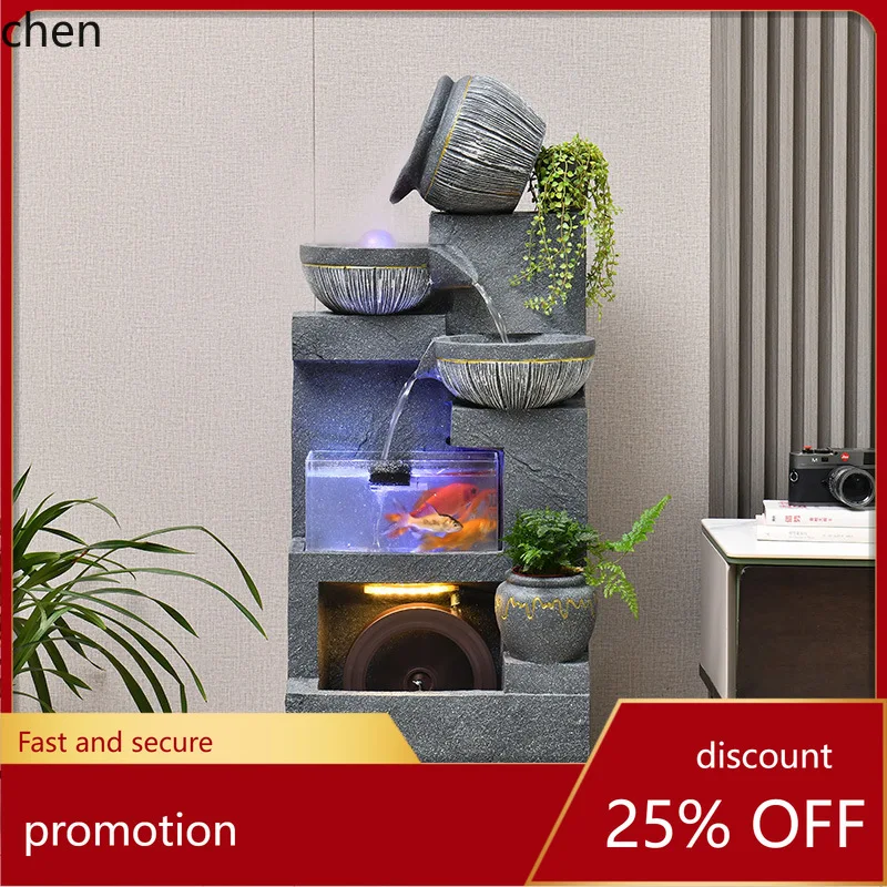 PYH Cross-Border Simple Rockery Water Fountain Humidifier Feng Shui Wheel Fish Tank Entrance Small Ornament