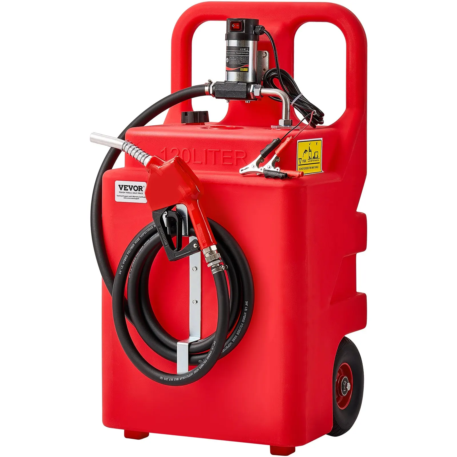 

Diesel Transfer Tank, 32 Gallon, Portable Kerosene Tank With 12V DC 10GPM Electric Transfer Pump, 13 Ft Delivery Hose &
