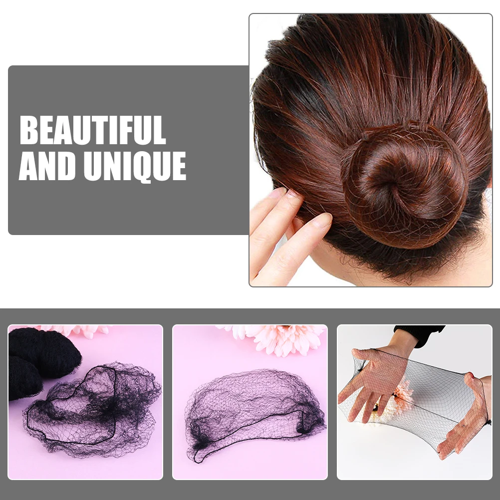 

150 шт. эластичные сетки для волос, невидимый чехол для булочек для балета, кормящих танцев, женские аксессуары для волос, вязаный крючком чехол для булочек