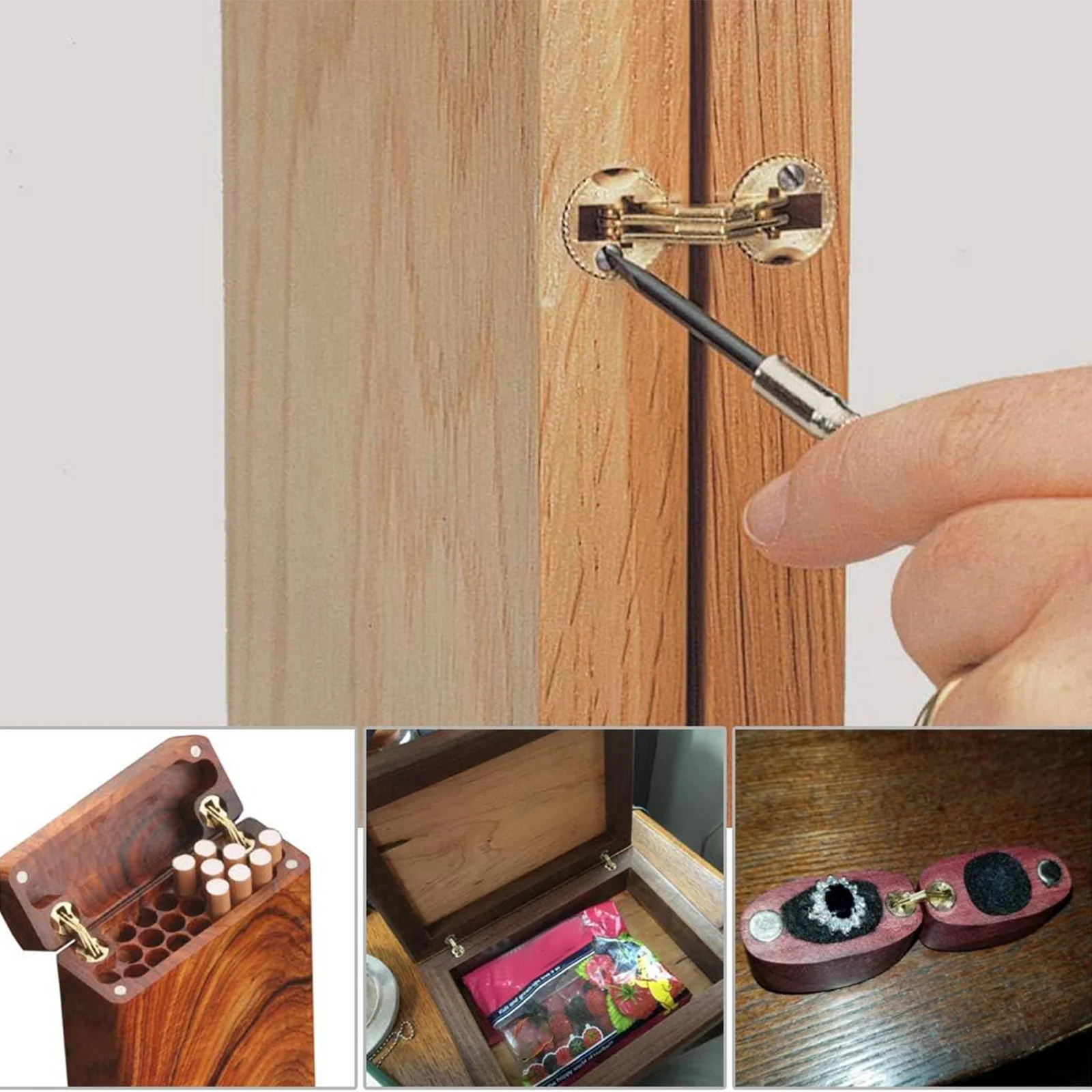 Bisagras para muebles, barril de latón Invisible oculto, bisagras de 8mm y 180 grados para joyero DIY/artesanía manual