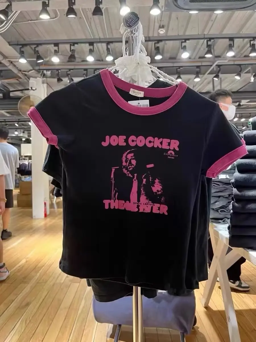 

Новая брендовая футболка для девочек JOE COER с буквенным принтом, женская футболка ort Sve Pure Cotton Color Blo round Ne Top Creative Design