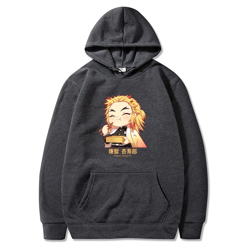 

Women's Long Sleeves Anime Demon Slayer Kimetsu No Yaiba Cute Rengoku Kyoujurou Printing Hoodies Unisex Autumn Winter Fleece Swe