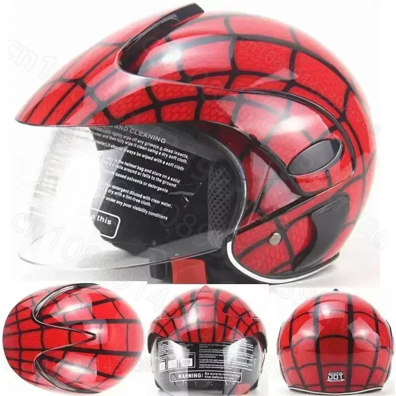 Child Helmet Red Spider Web Fun Helmet Suitable for Children Aged 3-9 Years Old 48-53cm Helmet Motorcycle Casco Moto Talla S