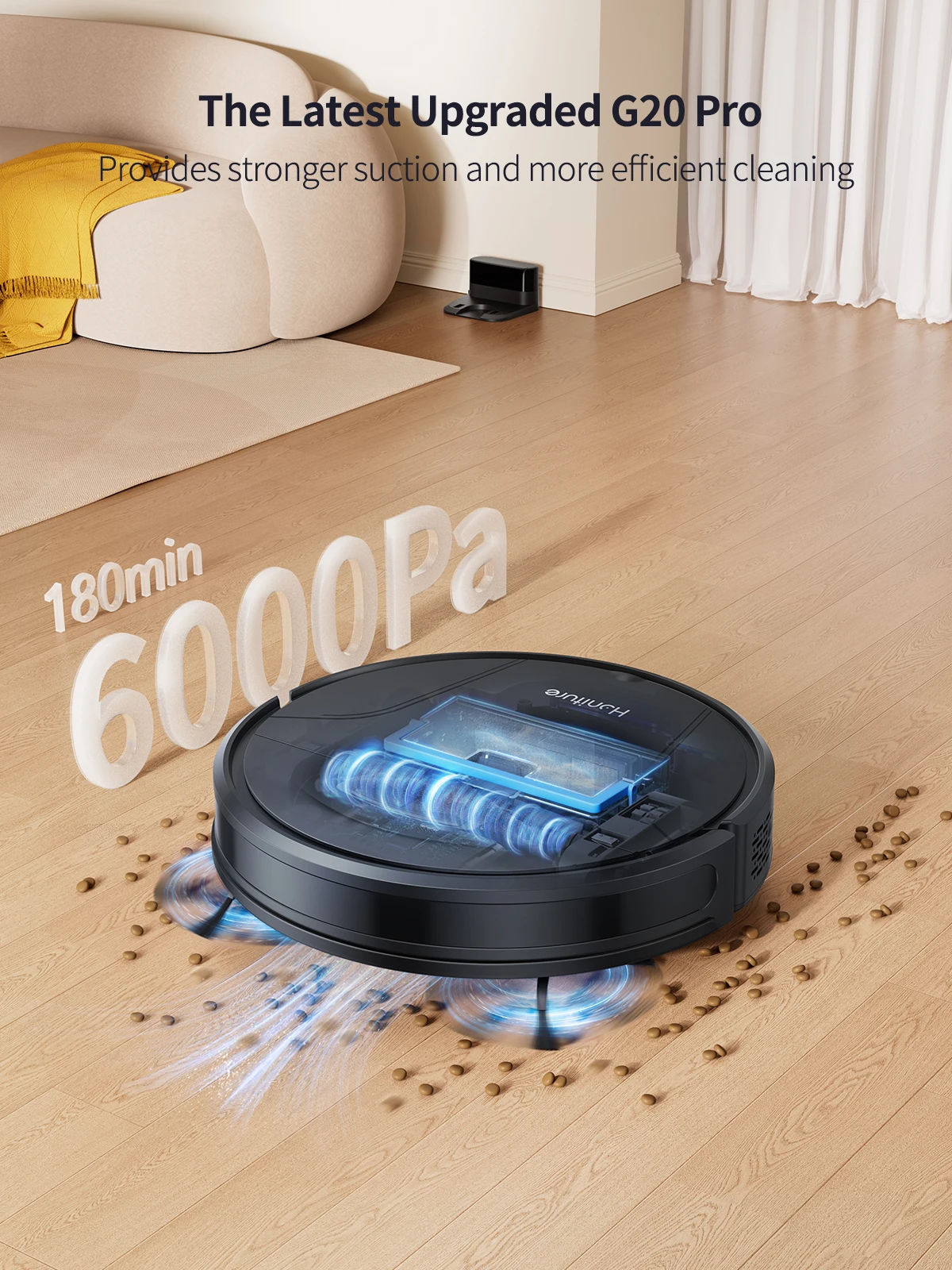 Honiture Robot Vacuum Cleaner 60000pa 3 in 1 Strong Suction Self-Charging App&Remote&Voice Robot Vacuum and Mop Combo